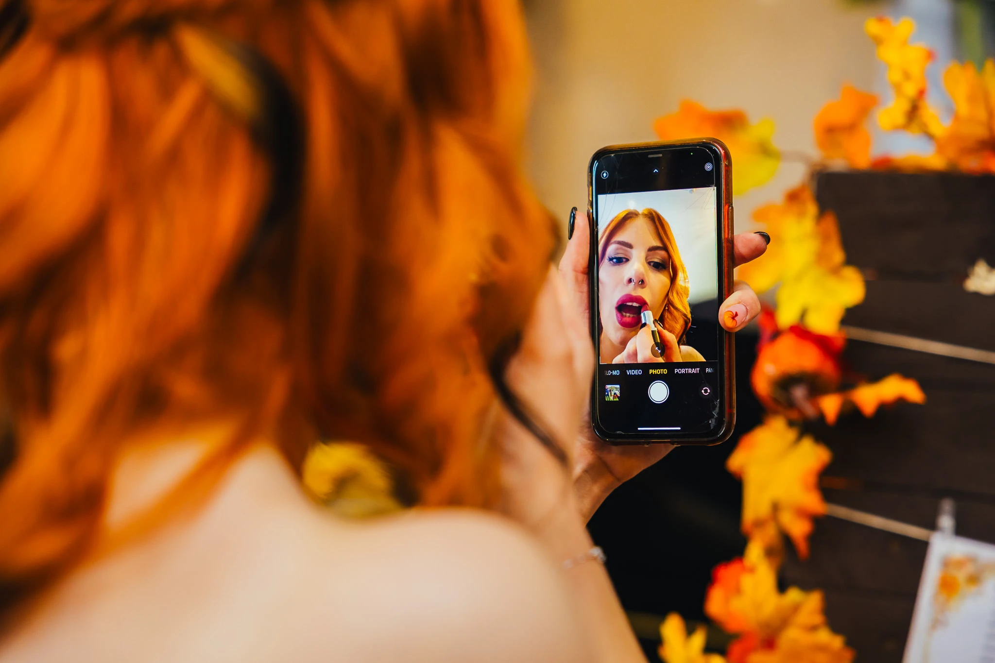 Guest taking a selfie at a Colwick Hall wedding