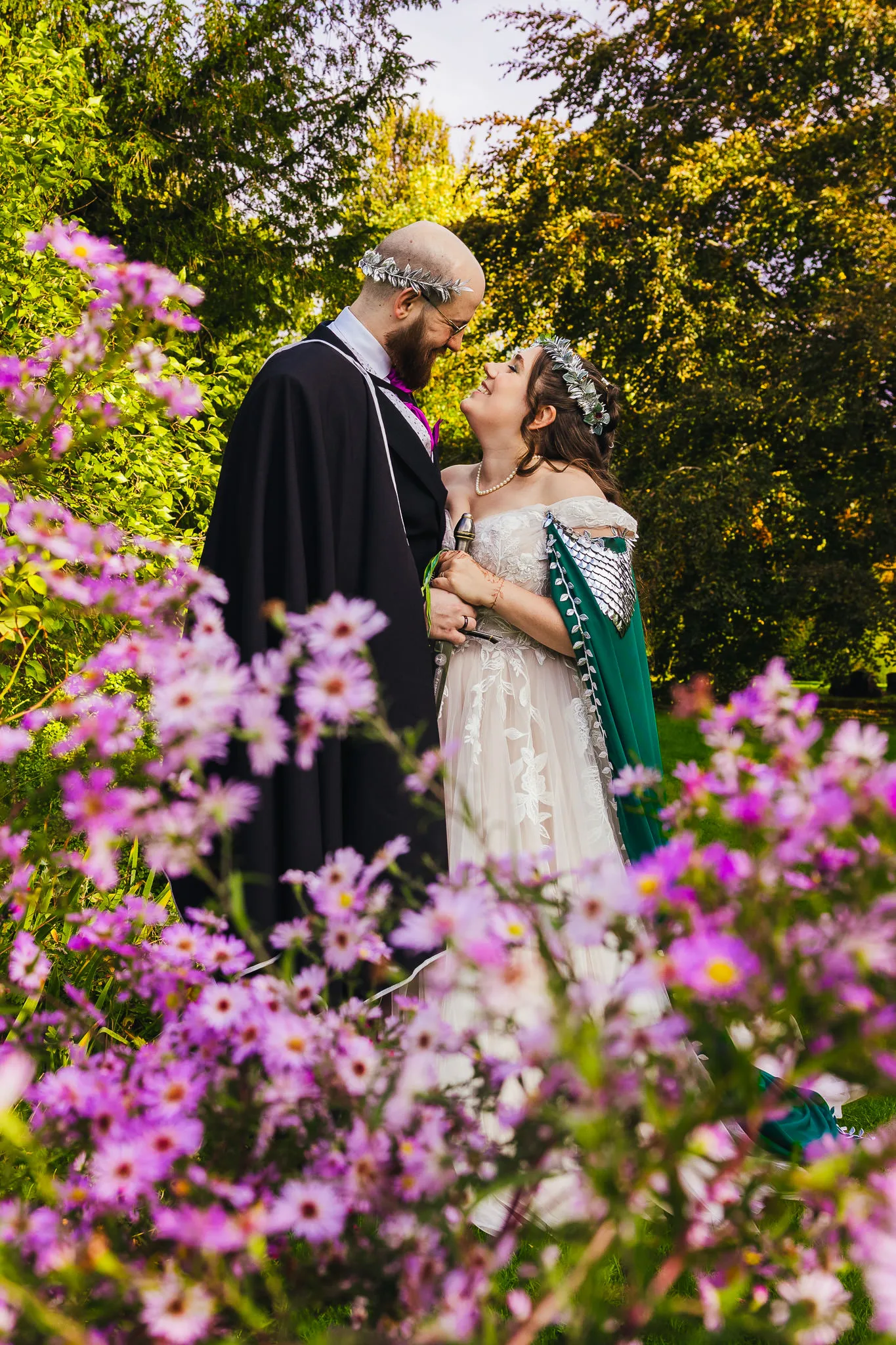 Couple in the gardens at Holme Pierrepont Hall