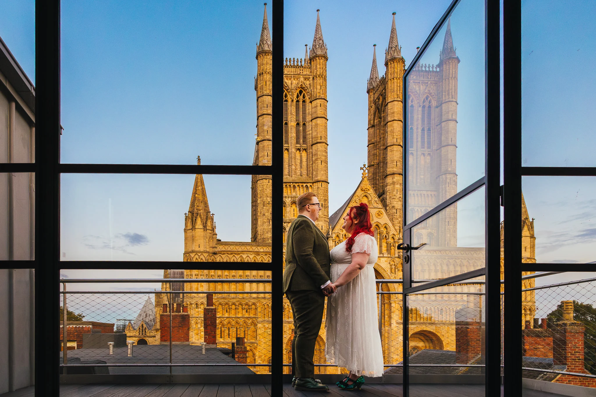 Couple overlooking Lincoln Cathedral